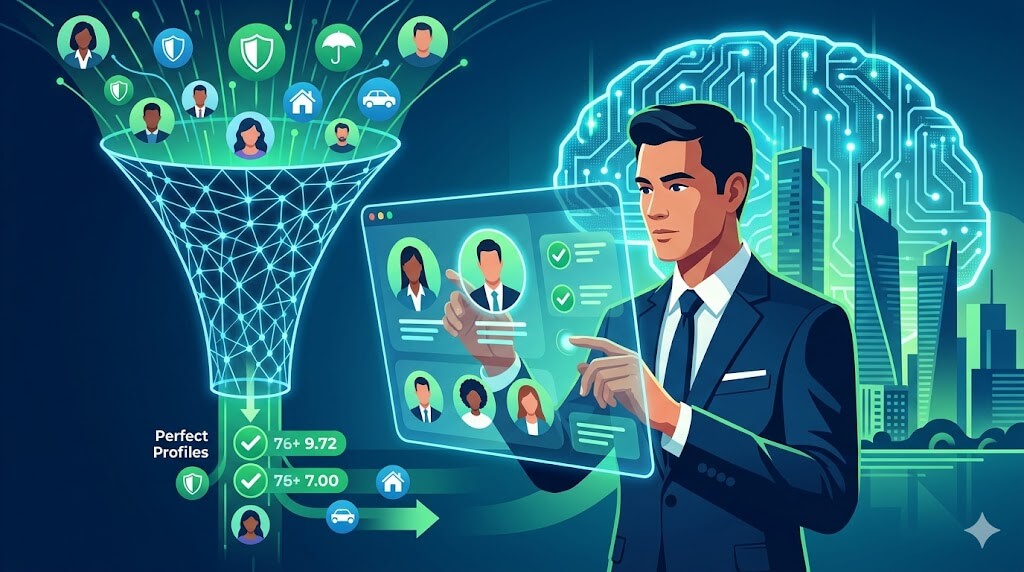 Asesor usando inteligencia artificial para vender seguros desde su teléfono móvil. Agenthos - El CRM de los Seguros